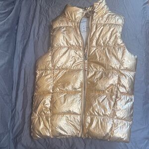 Girls Shiny Gold Puffer Vest